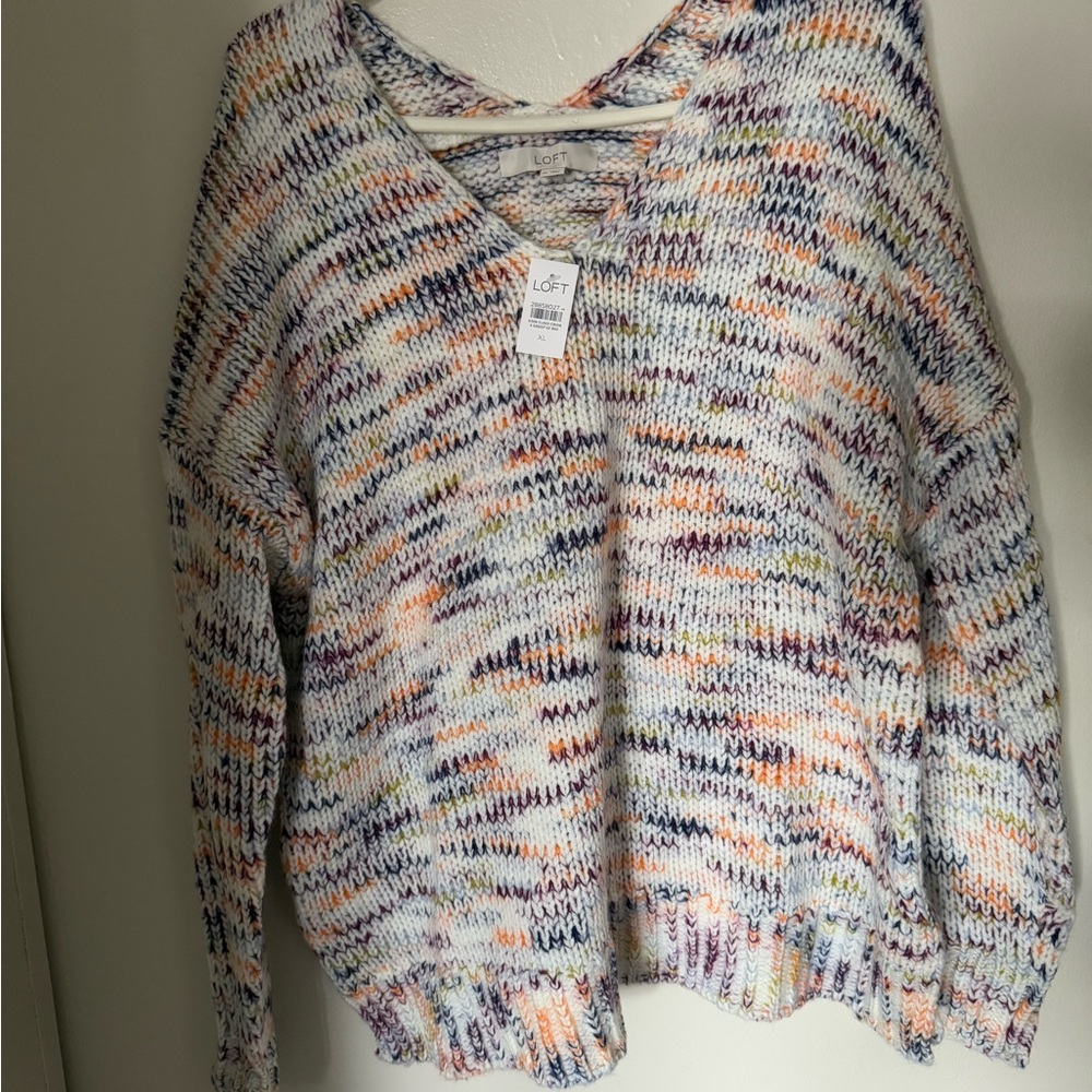 Loft Rainbow V-Neck Sweater 🌈